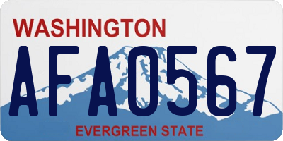 WA license plate AFA0567