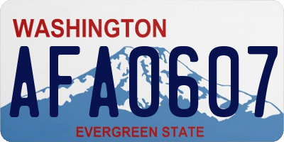 WA license plate AFA0607