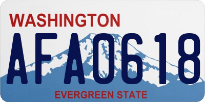 WA license plate AFA0618