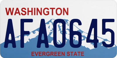WA license plate AFA0645