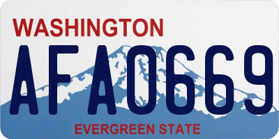 WA license plate AFA0669