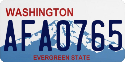 WA license plate AFA0765