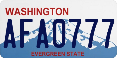WA license plate AFA0777