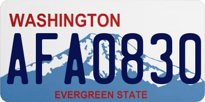 WA license plate AFA0830