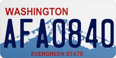 WA license plate AFA0840