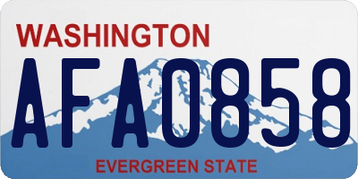 WA license plate AFA0858