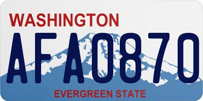 WA license plate AFA0870