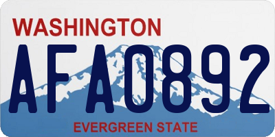 WA license plate AFA0892