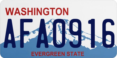 WA license plate AFA0916