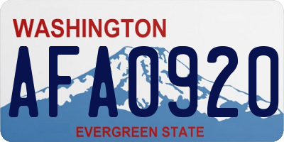 WA license plate AFA0920