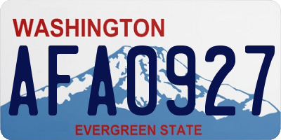 WA license plate AFA0927