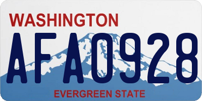 WA license plate AFA0928