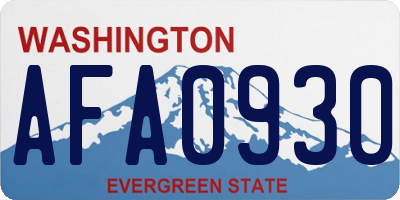 WA license plate AFA0930
