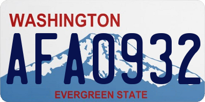 WA license plate AFA0932