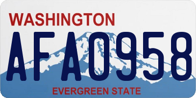 WA license plate AFA0958