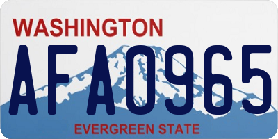 WA license plate AFA0965