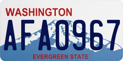 WA license plate AFA0967