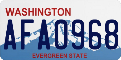 WA license plate AFA0968