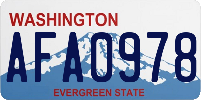 WA license plate AFA0978