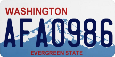 WA license plate AFA0986