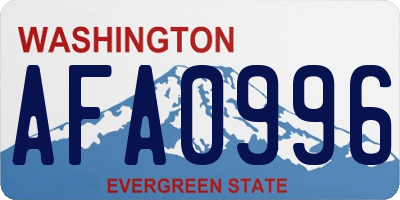 WA license plate AFA0996