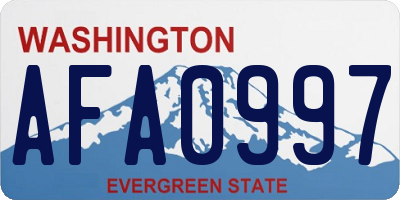 WA license plate AFA0997