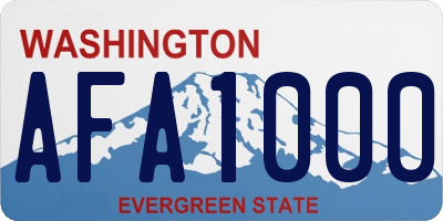 WA license plate AFA1000
