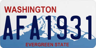 WA license plate AFA1931
