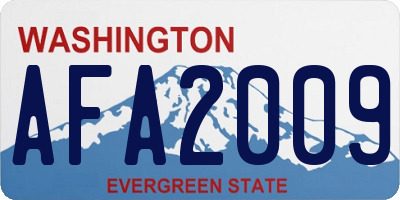 WA license plate AFA2009