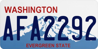 WA license plate AFA2292