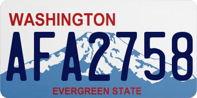WA license plate AFA2758