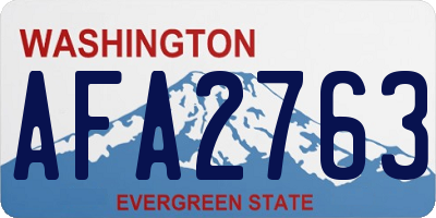 WA license plate AFA2763