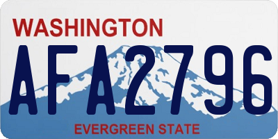 WA license plate AFA2796