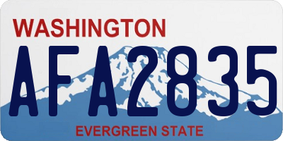 WA license plate AFA2835