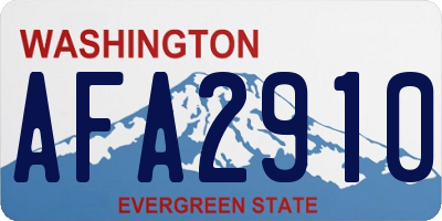 WA license plate AFA2910