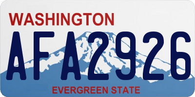 WA license plate AFA2926