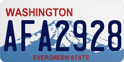 WA license plate AFA2928
