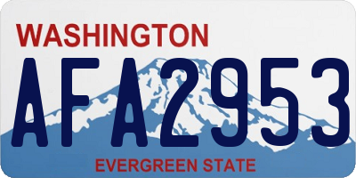 WA license plate AFA2953