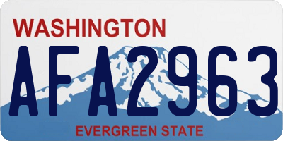 WA license plate AFA2963