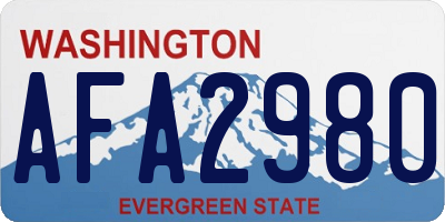 WA license plate AFA2980