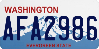 WA license plate AFA2986