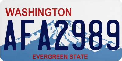 WA license plate AFA2989