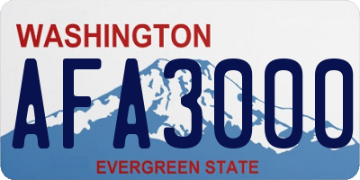 WA license plate AFA3000