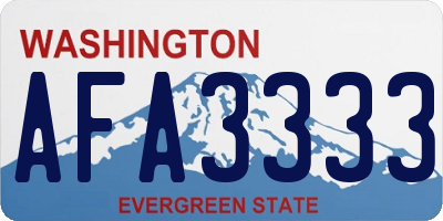 WA license plate AFA3333
