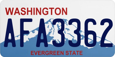 WA license plate AFA3362