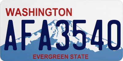 WA license plate AFA3540