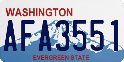 WA license plate AFA3551