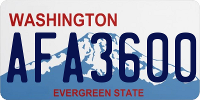 WA license plate AFA3600