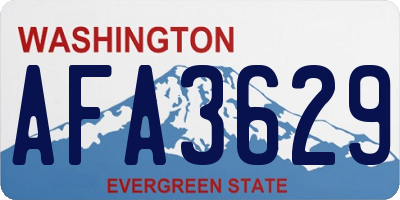 WA license plate AFA3629
