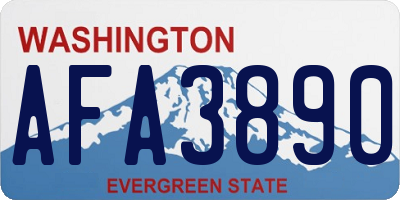 WA license plate AFA3890